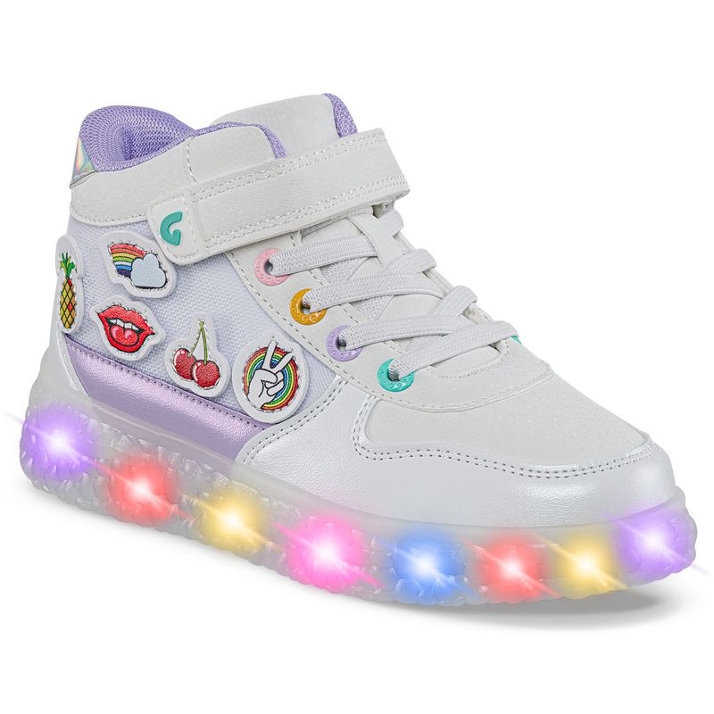 LOS GOMOSOS - Tenis Luces Gernal Blanco-Lila para Niña Los Gomosos