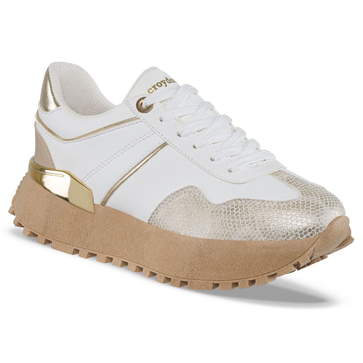 CROYDON - Tenis Urbanos Letizia Blanco-Oro Croydon para Mujer