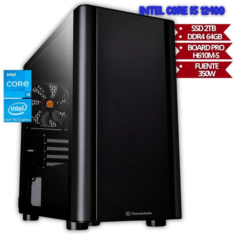 INTEL - TORRE INTEL CORE I5 12400 / BOARD H610 / 64GB RAM / 2TB SSD / FUENTE 350W