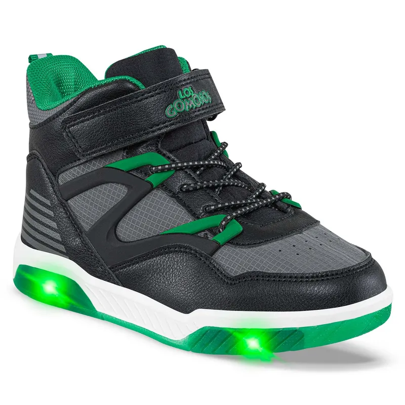 LOS GOMOSOS - Tenis con Luces Trew Negro-Verde Los Gomosos para Niño