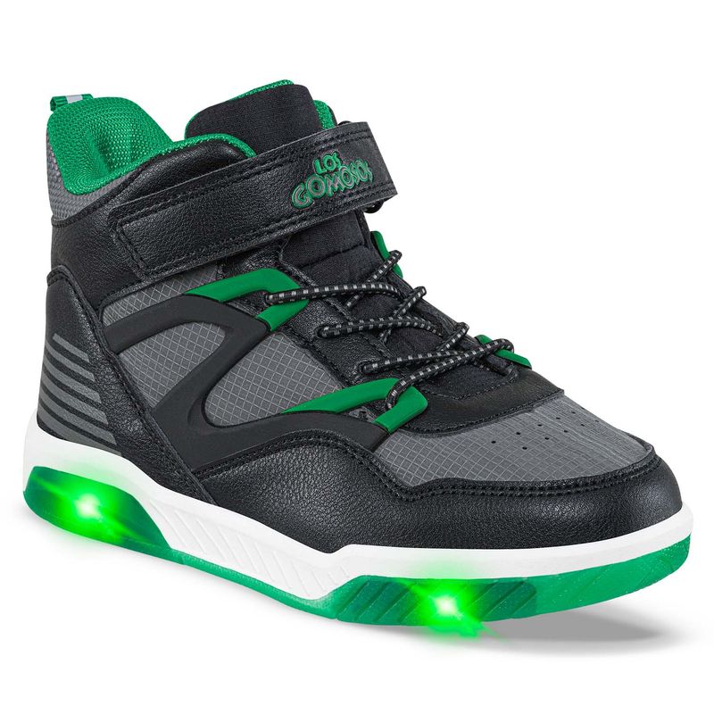 LOS GOMOSOS - Tenis con Luces Trew Negro-Verde para Niño Los Gomosos