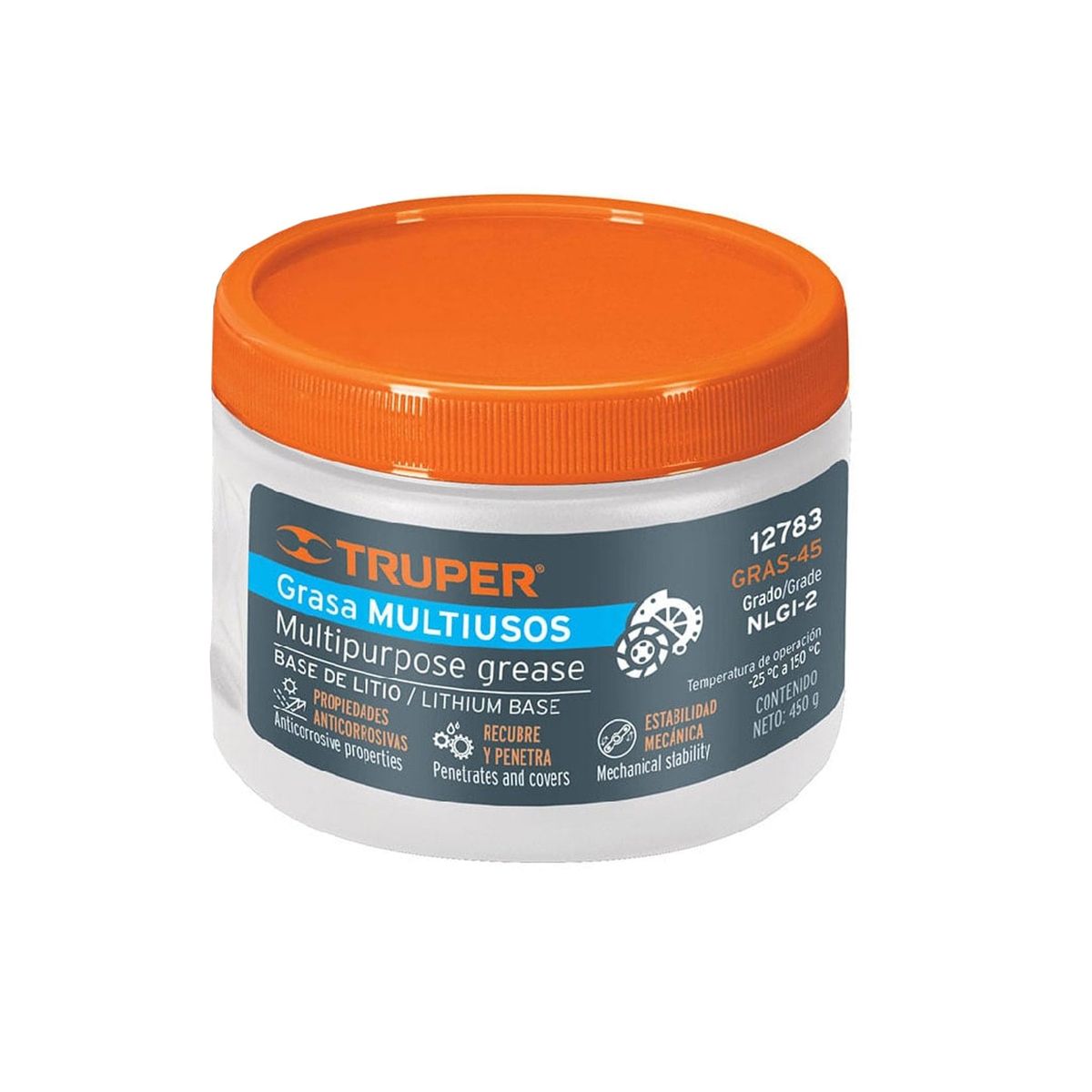 TRUPER - Grasa Lubricante Multiusos De Litio 450 Gr Grado Nlgi-2 Truper