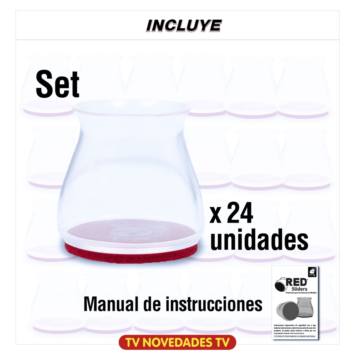 TV NOVEDADES - Protector Pata Silla Silicona Con Fieltro X24 Und Red Slider