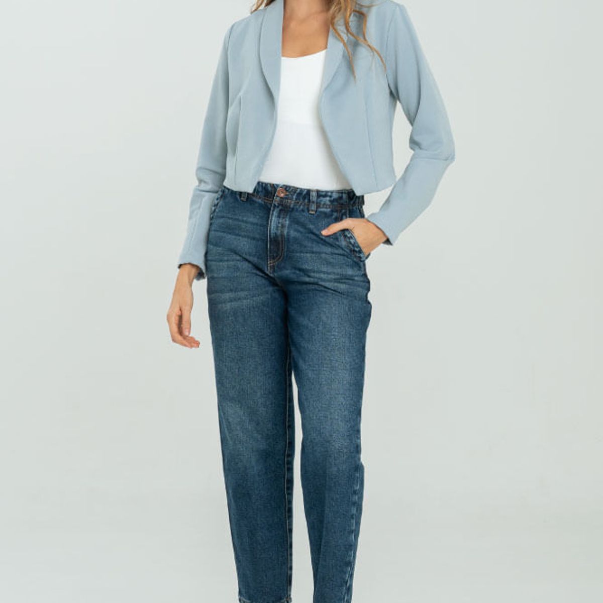 RAGGED - Chaqueta crop belle Azul medio Ragged