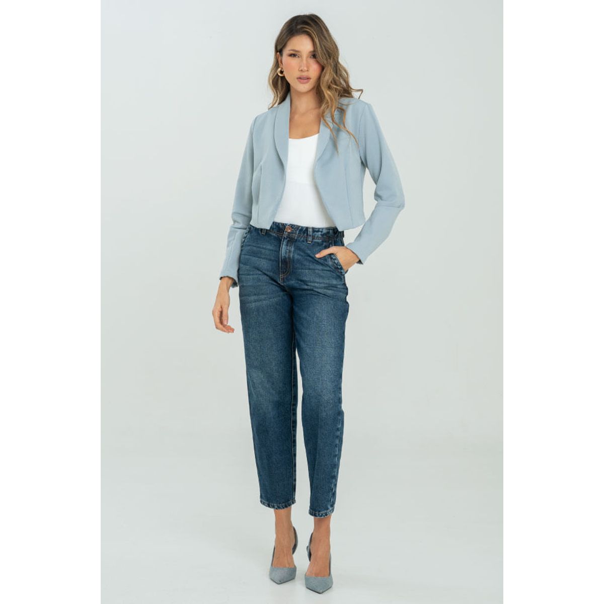 RAGGED - Chaqueta crop belle Azul medio Ragged
