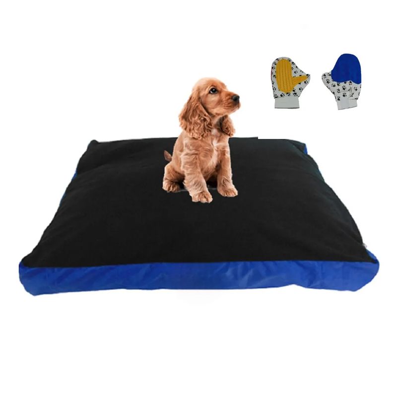 HALLY PET - Colchon Lavable Mediano Mas Guante Azul Claro