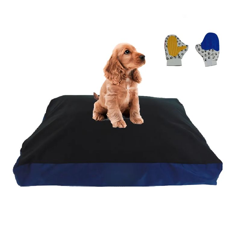 HALLY PET - Colchon Lavable Mediano Mas Guante Azul Oscuro