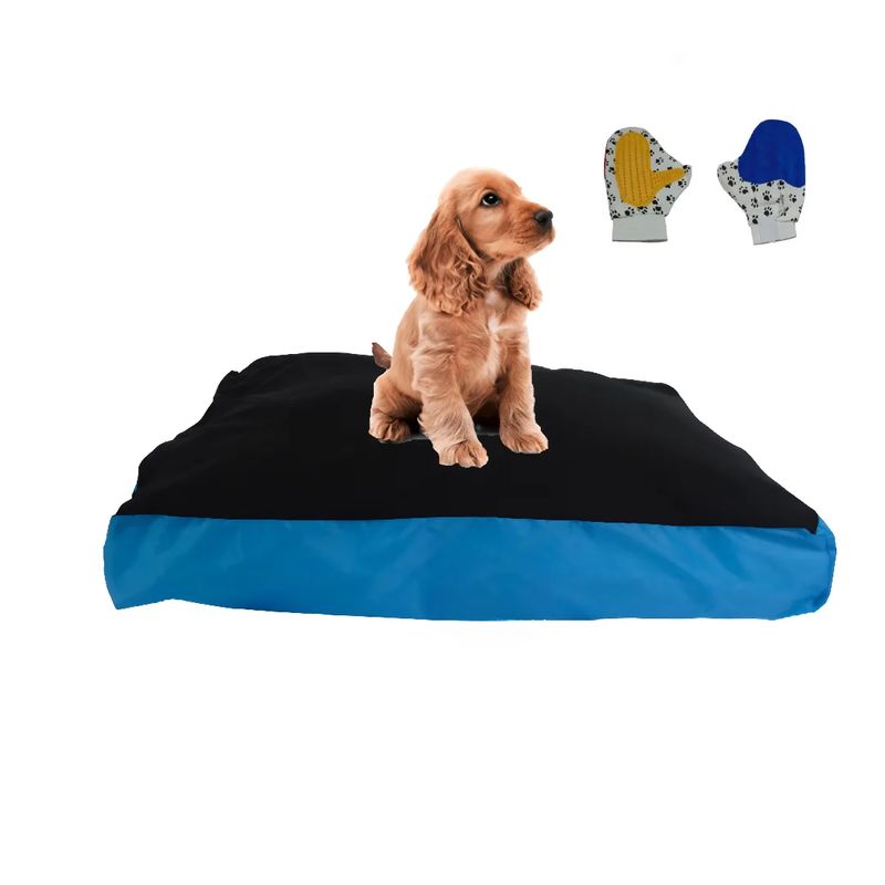 HALLY PET - Colchon Lavable Mediano Mas Guante Celeste