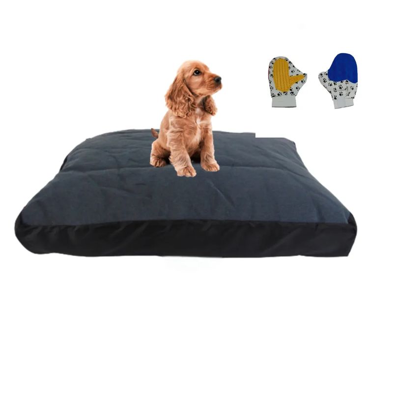 HALLY PET - Colchon Lavable Mediano Mas Guante Gris