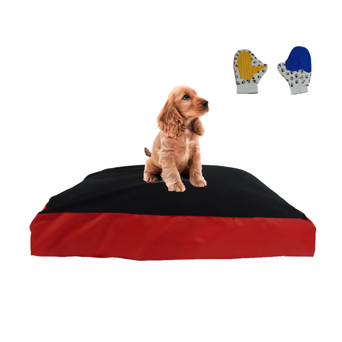 HALLY PET - Colchon Lavable Mediano Mas Guante Rojo