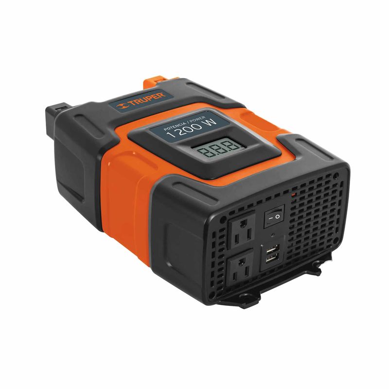 TRUPER - Inversor De Corriente 1200 W Para Carro Con Usb Y 2 Enchufes Truper