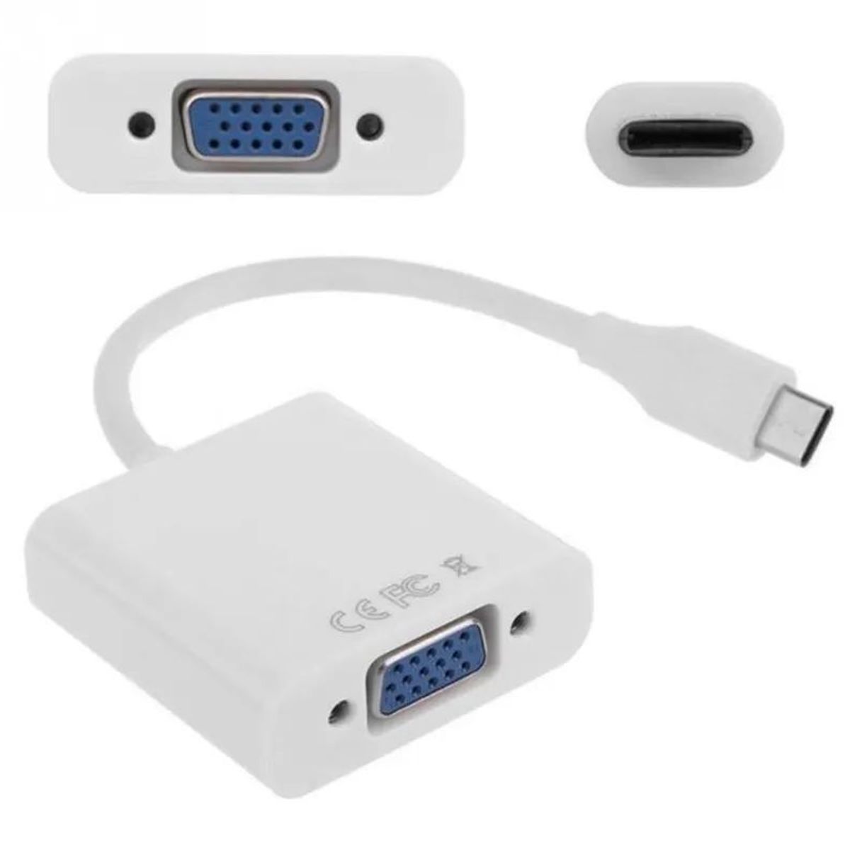 GENERICO - Convertidor Tipo C A Vga -108 Nuevo Blanco