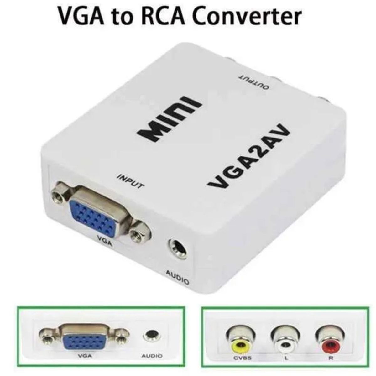 GENERICO - Convertidor Vga A Rca Blanco Nuevo