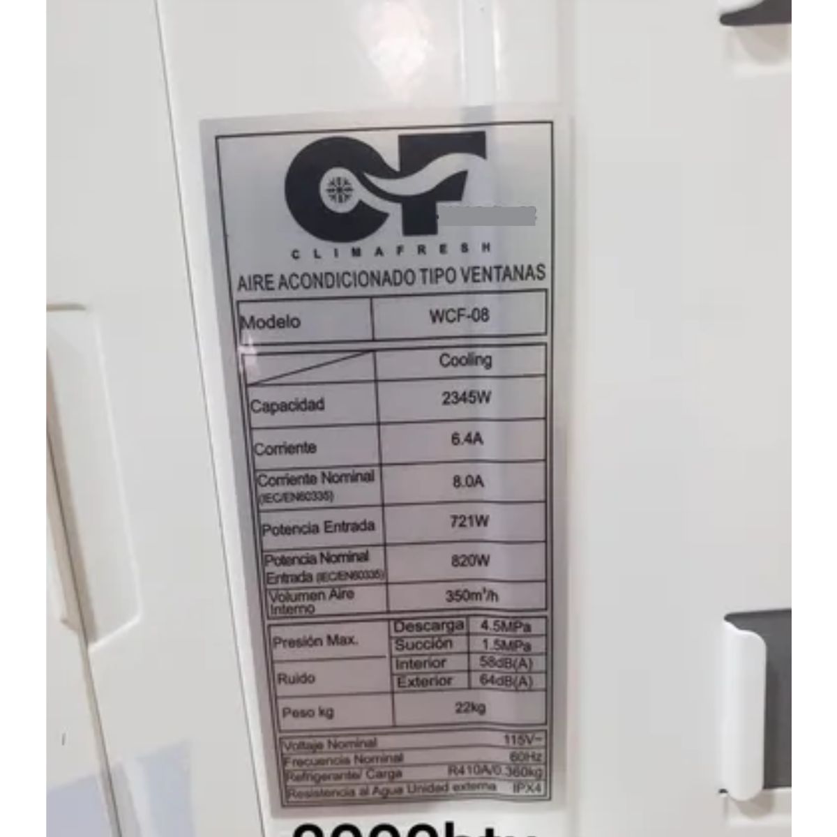 GENERICO - Aire Acondicionado Ventana Cf 8000btu Frío Control Remoto