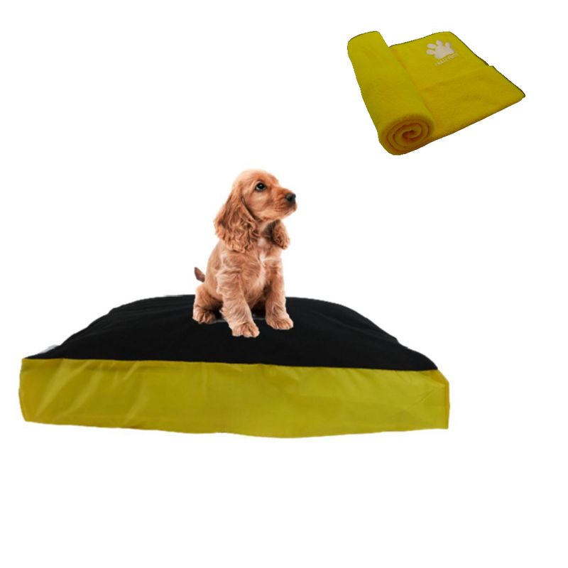 HALLY PET - Colchon Lavable Mediano Mas Cobija Mediana Amarillo