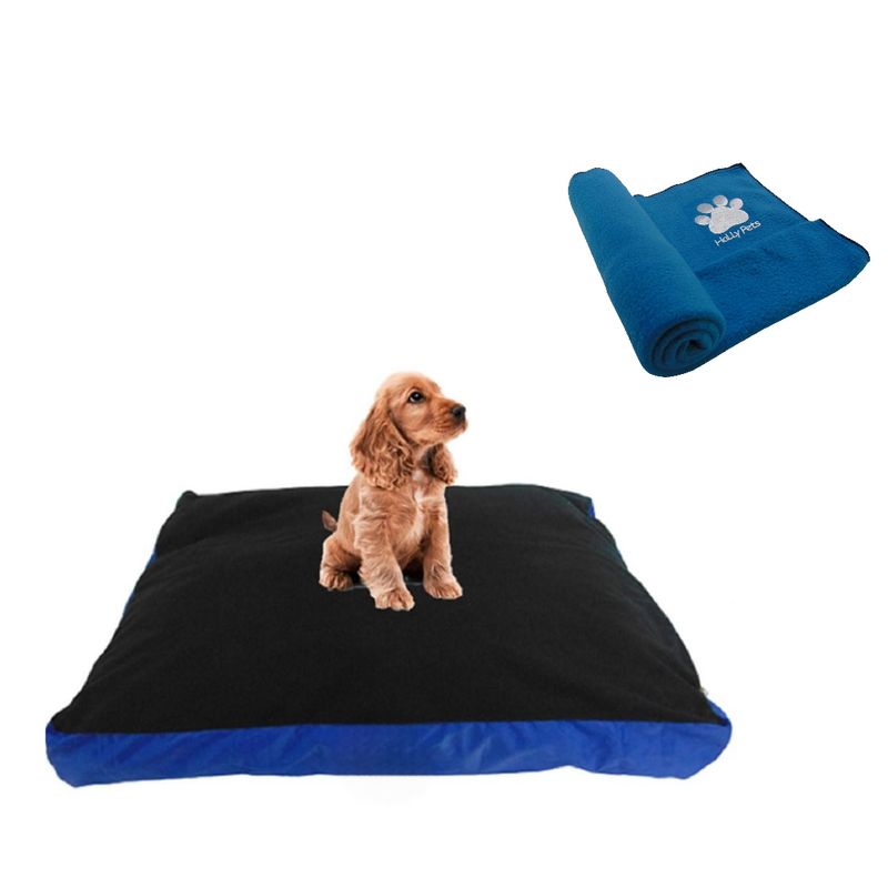 HALLY PET - Colchon Lavable Mediano Mas Cobija Mediana Azul Claro