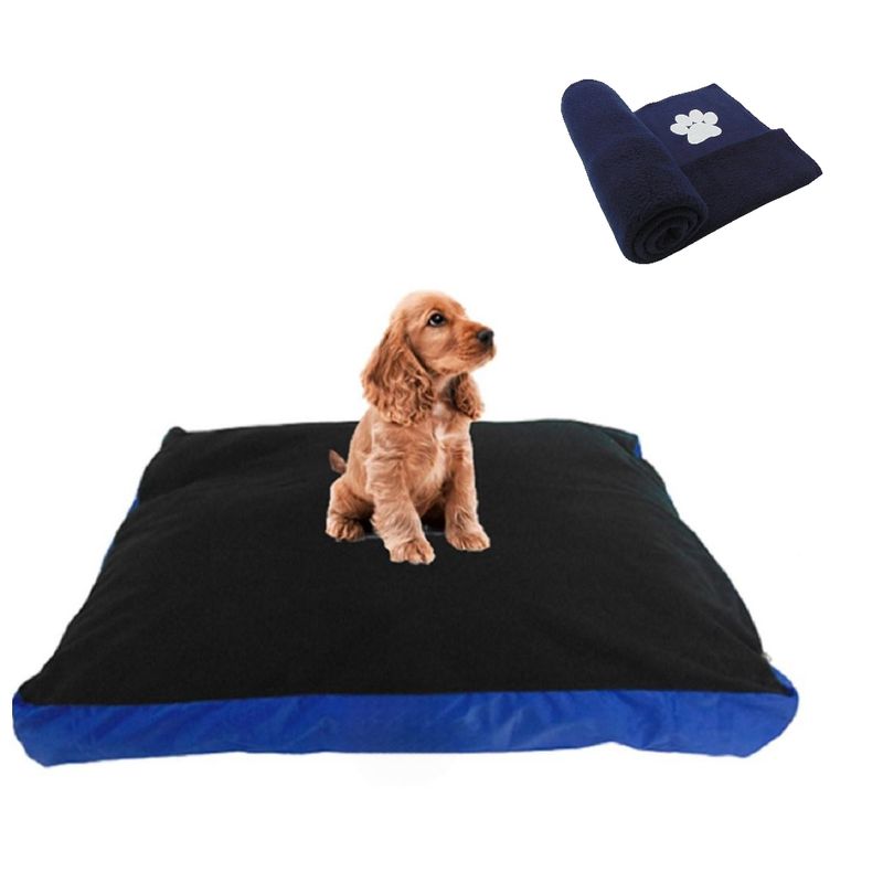 HALLY PET - Colchon Lavable Mediano Mas Cobija Mediana Azul Oscuro