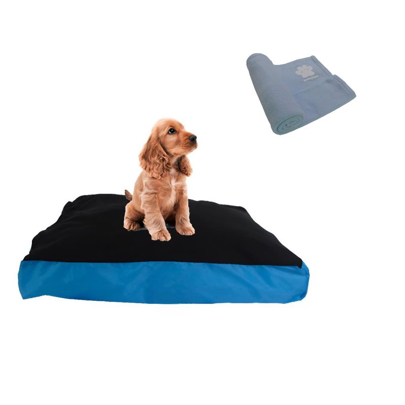 HALLY PET - Colchon Lavable Mediano Mas Cobija Mediana Celeste