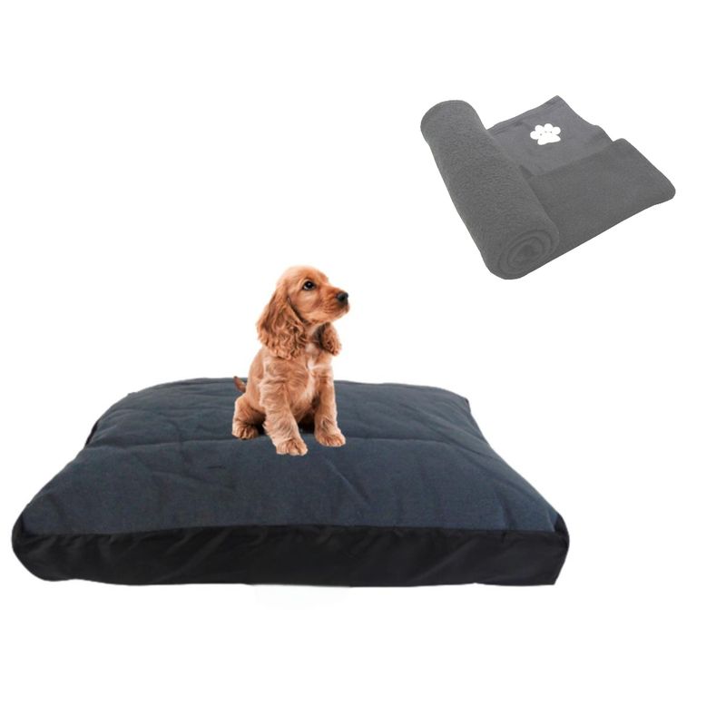HALLY PET - Colchon Lavable Mediano Mas Cobija Mediana Gris
