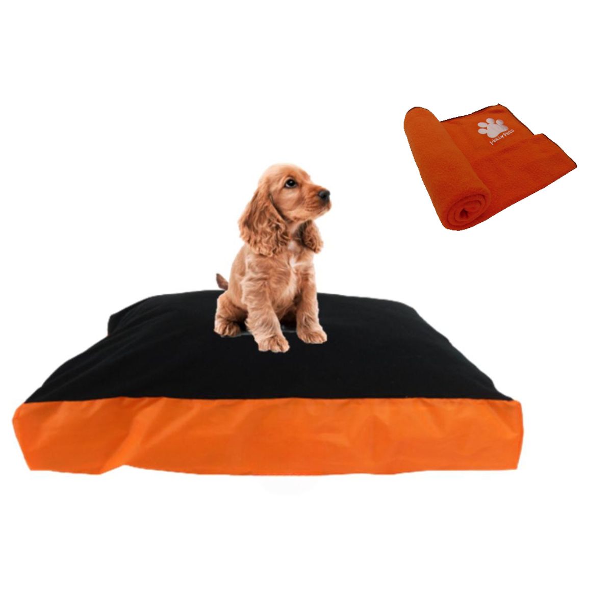 HALLY PET - Colchon Lavable Mediano Mas Cobija Mediana Naranja