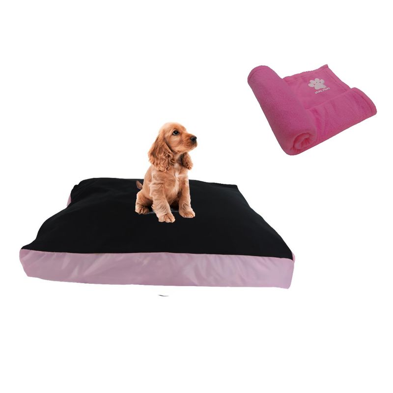 HALLY PET - Colchon Lavable Mediano Mas Cobija Mediana Rosado