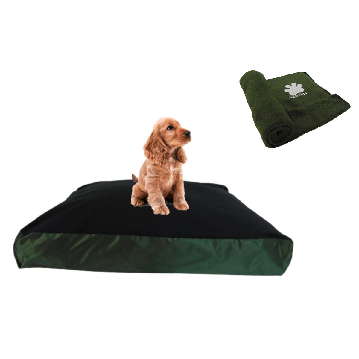 HALLY PET - Colchon Lavable Mediano Mas Cobija Mediana Verde