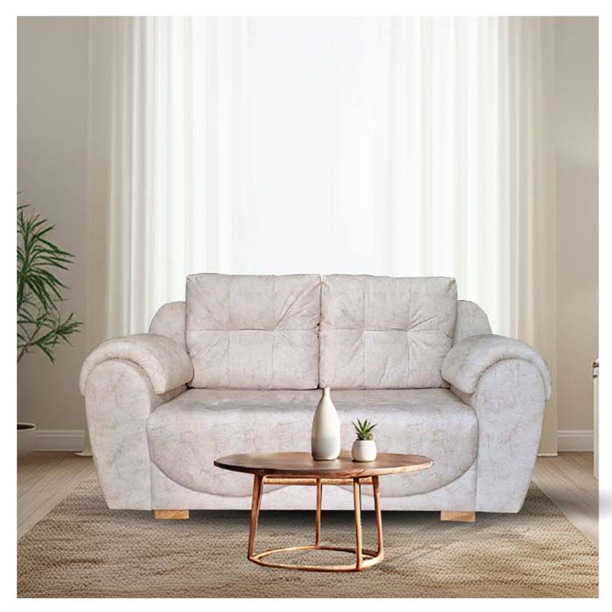 GENERICO - SOFA DE 2 PUESTOS BARLOVENTO EN TELA COLOR BEIGE ANTIFLUIDOS.