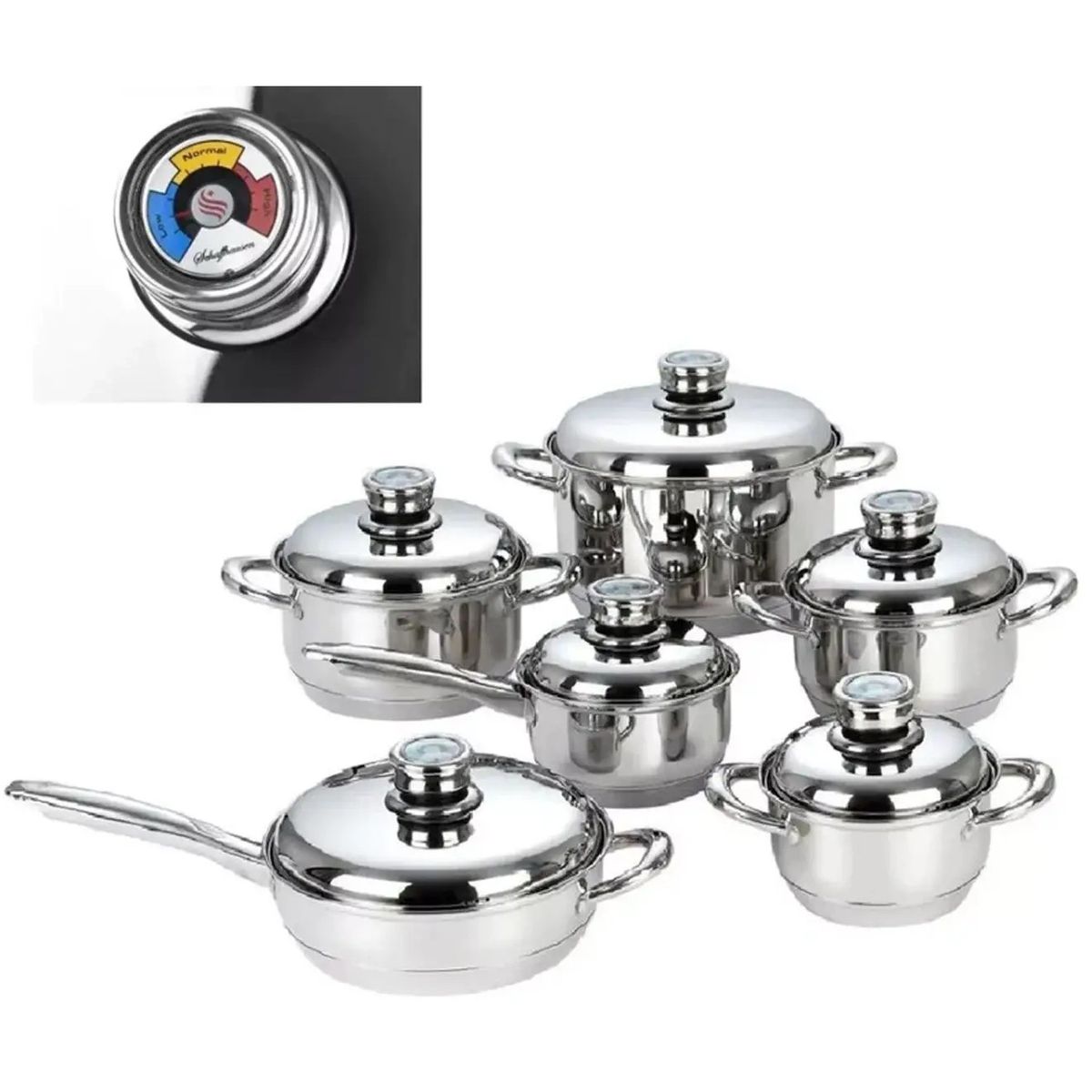 SCHAFFHAUSEN - Batería juego de ollas de 12 piezas Schaffhausen Acero inoxidable