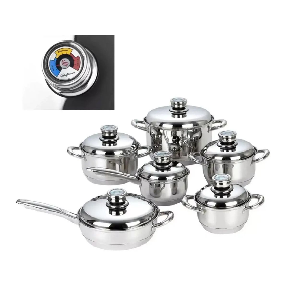 SCHAFFHAUSEN - Batería juego de ollas de 12 piezas Schaffhausen Acero inoxidable