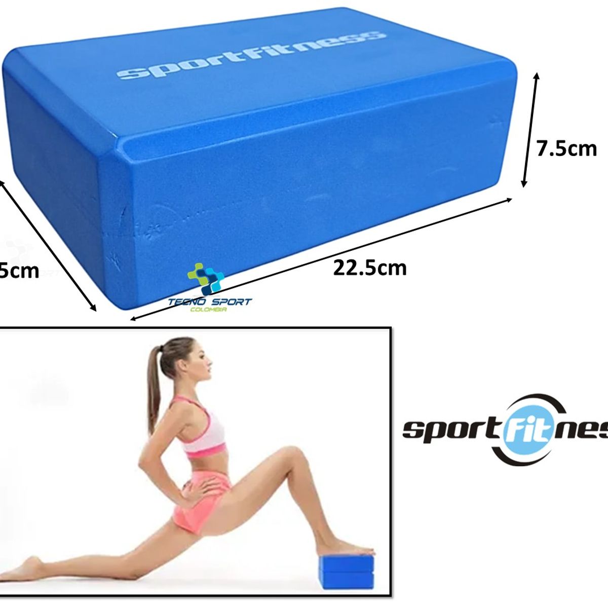 SPORTFITNESS - Cubo Yoga Bloque Gym Pilates Fitness Espuma Ladrillo X2 Und