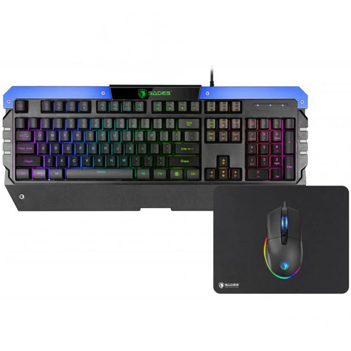 SADES - Combo Gamer 3 En 1 Teclado Mouse Pad Mouse Rgb Sades Sa-d10