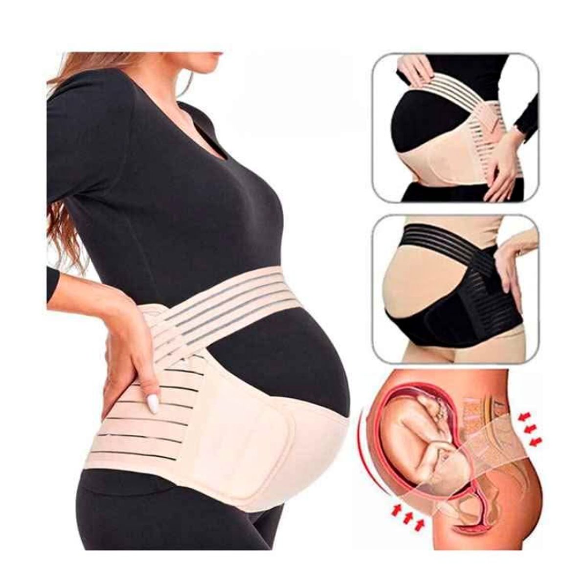 GENERICO - Faja de Soporte para Embarazo con Tirantes - BEIGE