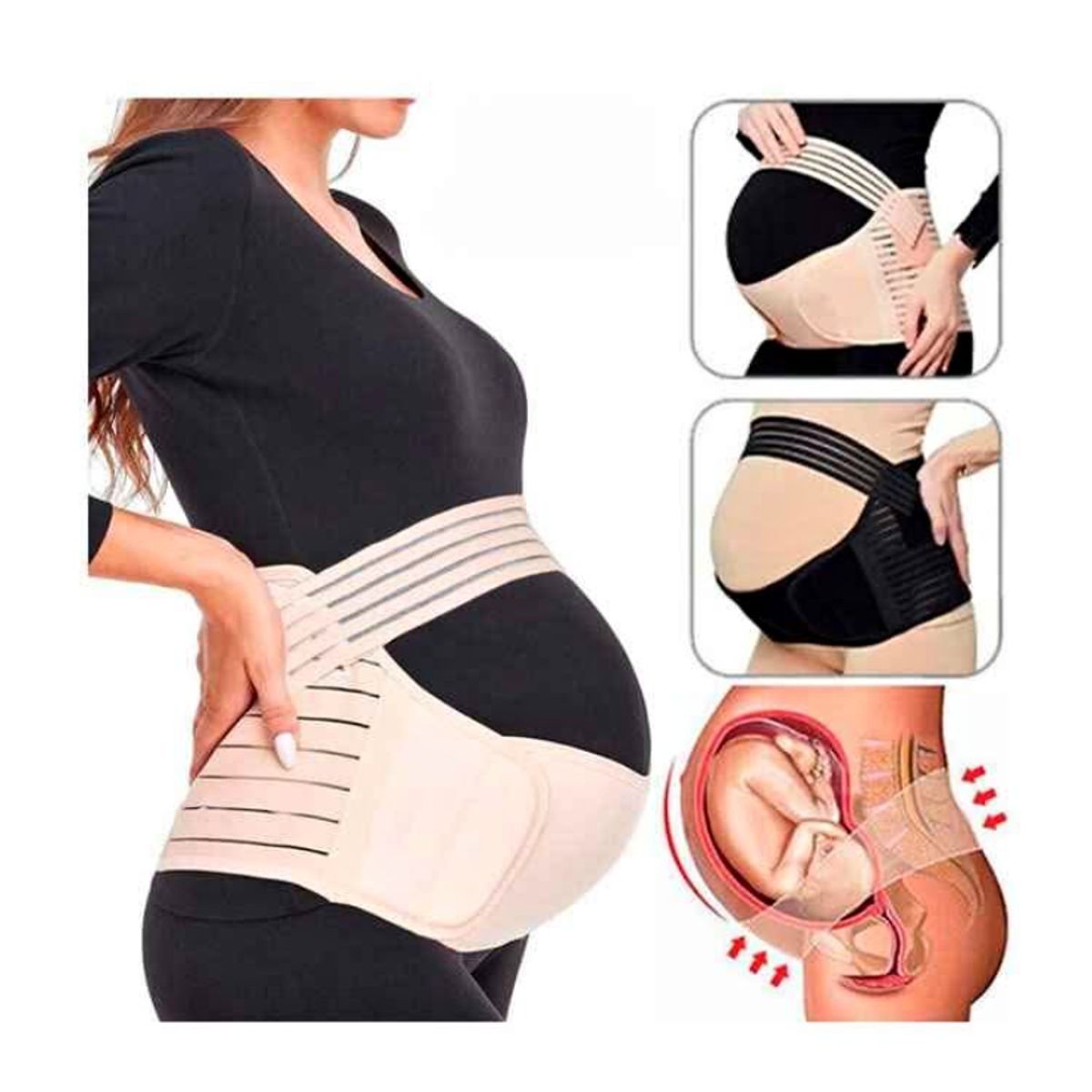 GENERICO - Faja de Soporte para Embarazo con Tirantes - BEIGE