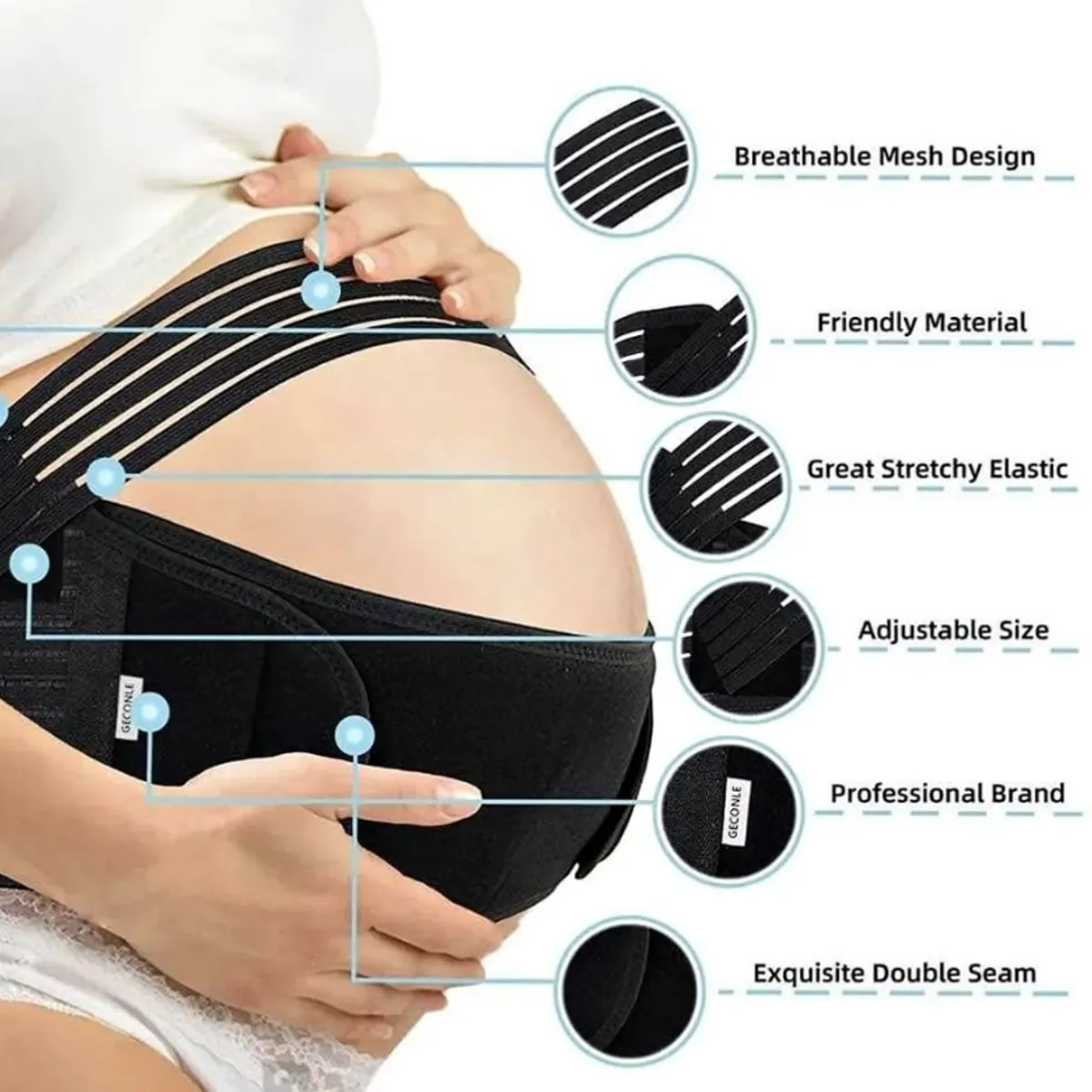 GENERICO - Faja de Soporte para Embarazo con Tirantes - NEGRO