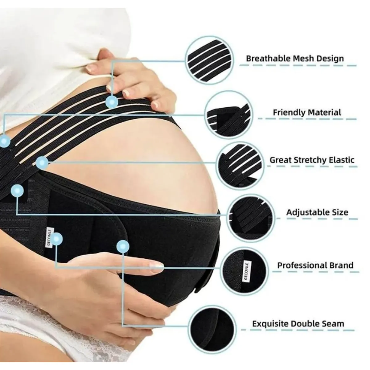 GENERICO - Faja de Soporte para Embarazo con Tirantes - NEGRO