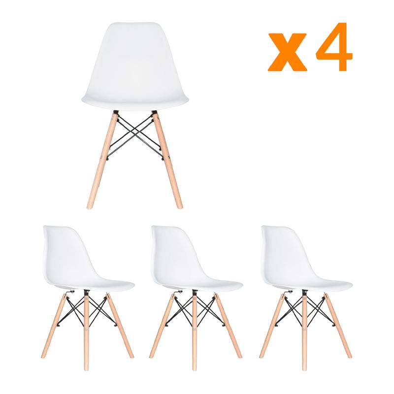 BONNO - Set X4 Silla Auxiliar Eames Blanco Bonno