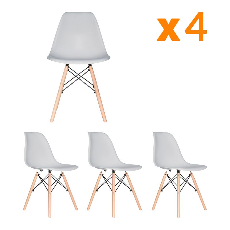 BONNO - Set X4 Silla Auxiliar Eames Gris Bonno