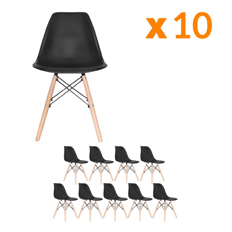 BONNO - Set X10 Silla Auxiliar Eames Negro Bonno