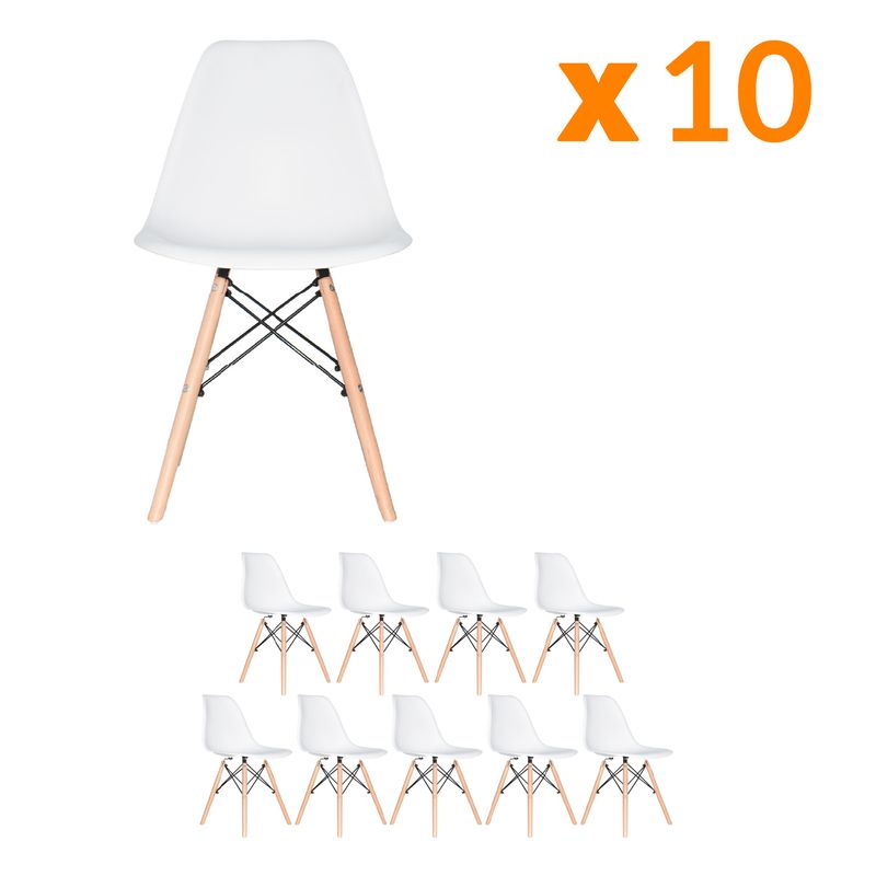 BONNO - Set X10 Silla Auxiliar Eames Blanco Bonno