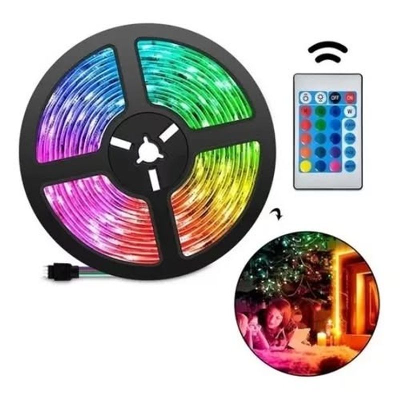 GENERICO - Cinta Led Tira Luces 5mts Rgb Multicolor Con Control