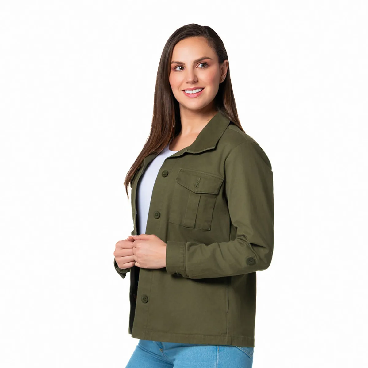 LEC LEE - Chaqueta Dril para Mujer VerdeXL