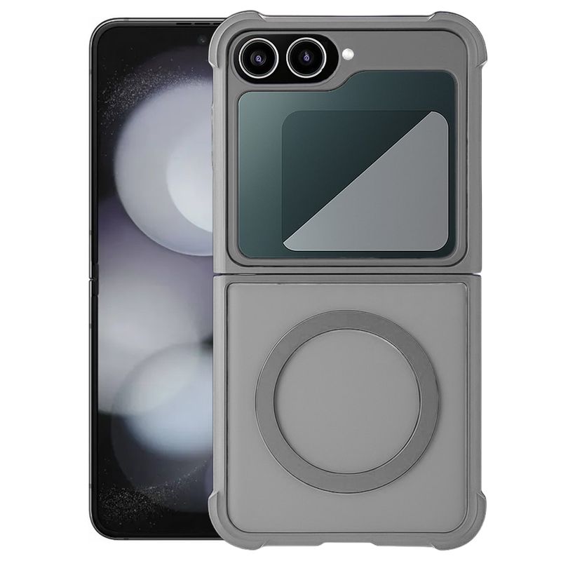 GENERICO - Funda Case Carga Inalámbrica Compatible Samsung Z Flip 5 Y 6 Gris