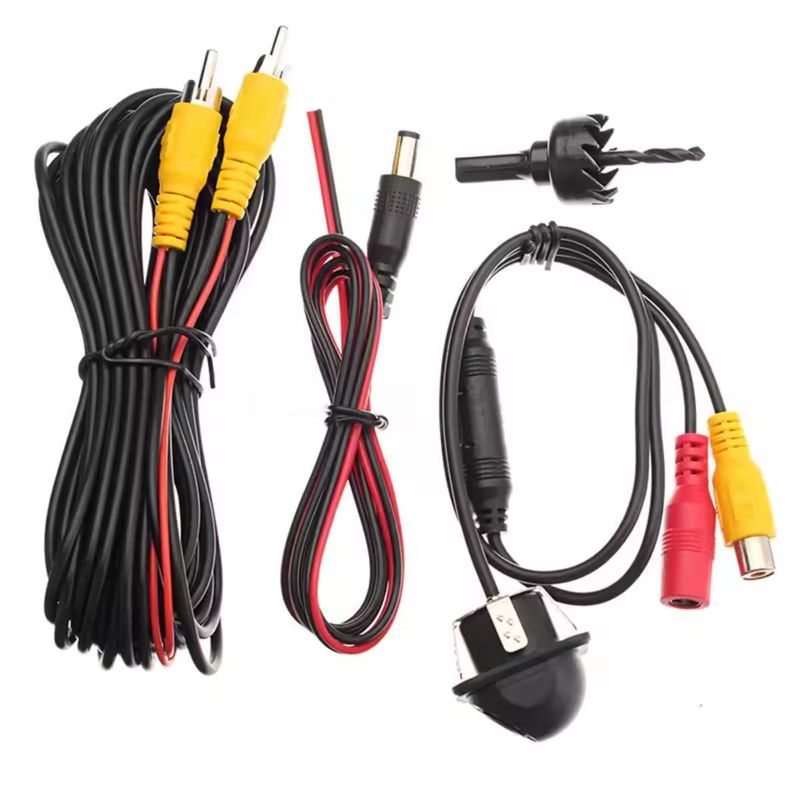 GENERICO - Camara De Reversa Semiesferica 8 Leds Con Cable Rca + Broca