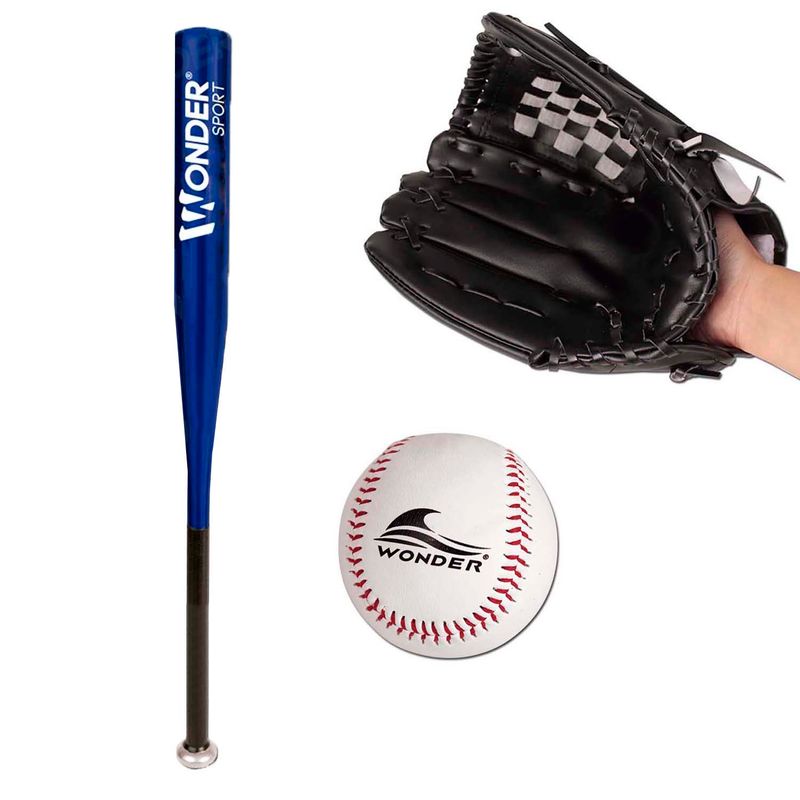 GENERICO - Kit De Baseball Con Bate De 24 “ Pelota Y Guante Azul