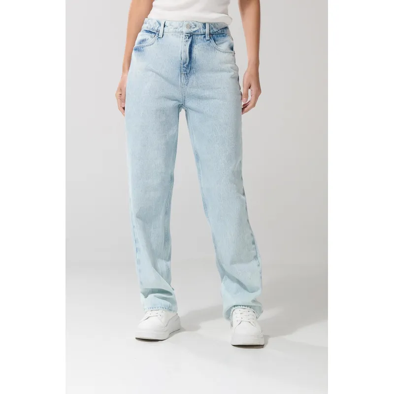 KOAJ - KOAJ Jean 90´S azul con ligeros desgastes, tiro alto y bota  Mujer