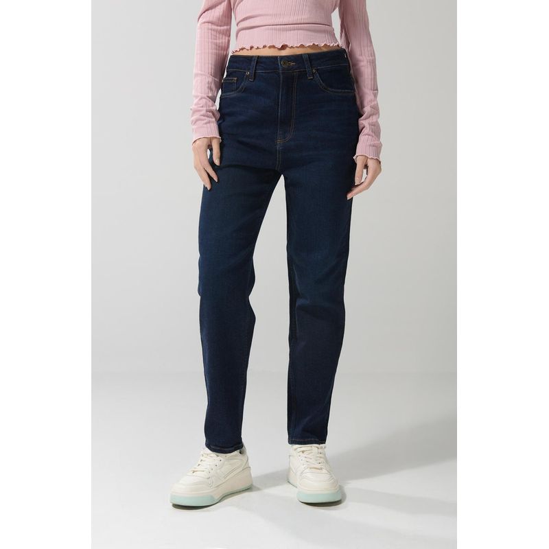 KOAJ - KOAJ Jean azul intenso tipo mom bota recta con tiro súper al Mujer
