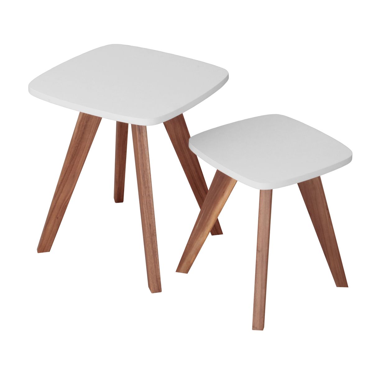 GENERICO - Mesa Auxiliar Nórdica Cuadrada - Set X 2 - Pequeña & Mediana
