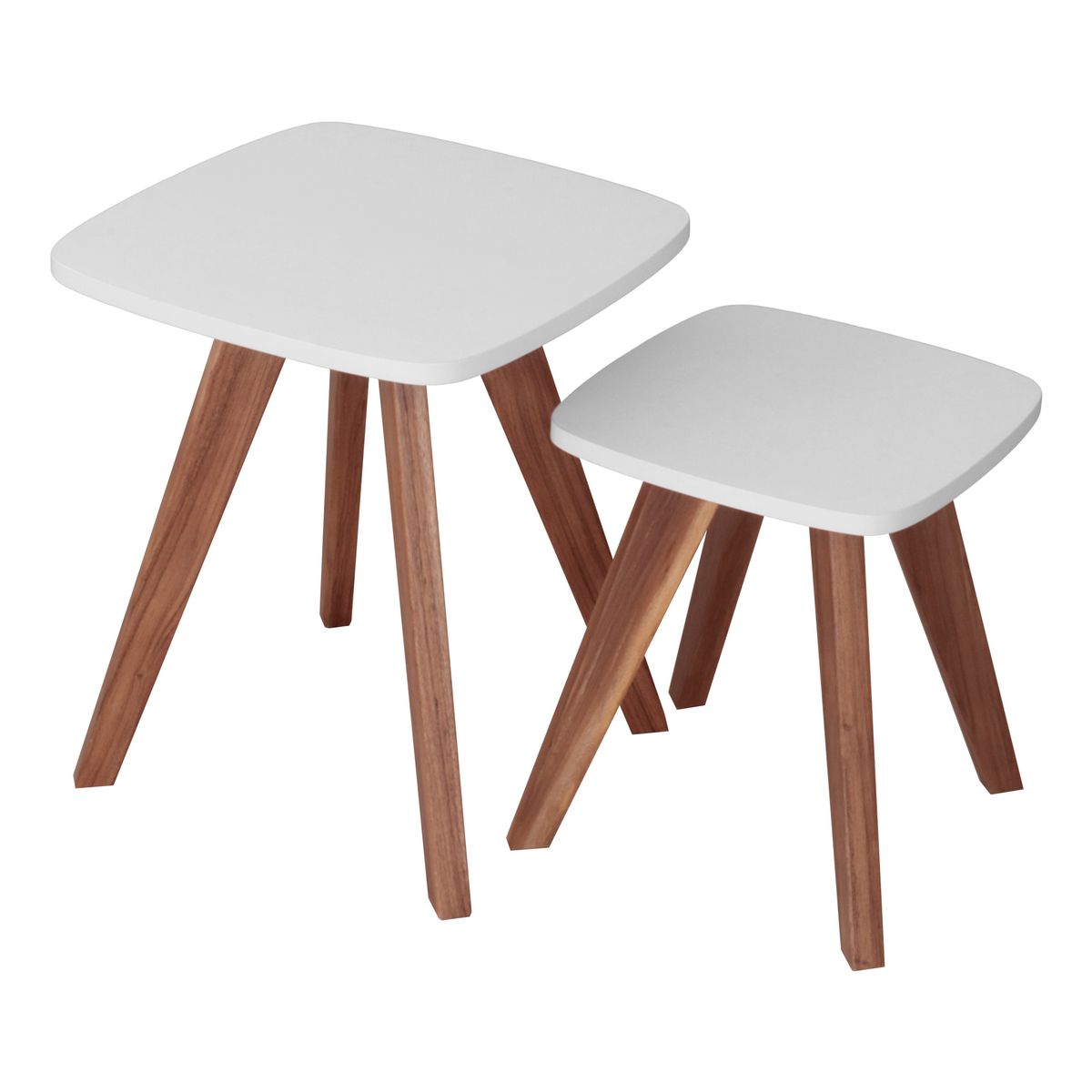 GENERICO - Mesa Auxiliar Nórdica Cuadrada - Set X 2 - Pequeña & Mediana