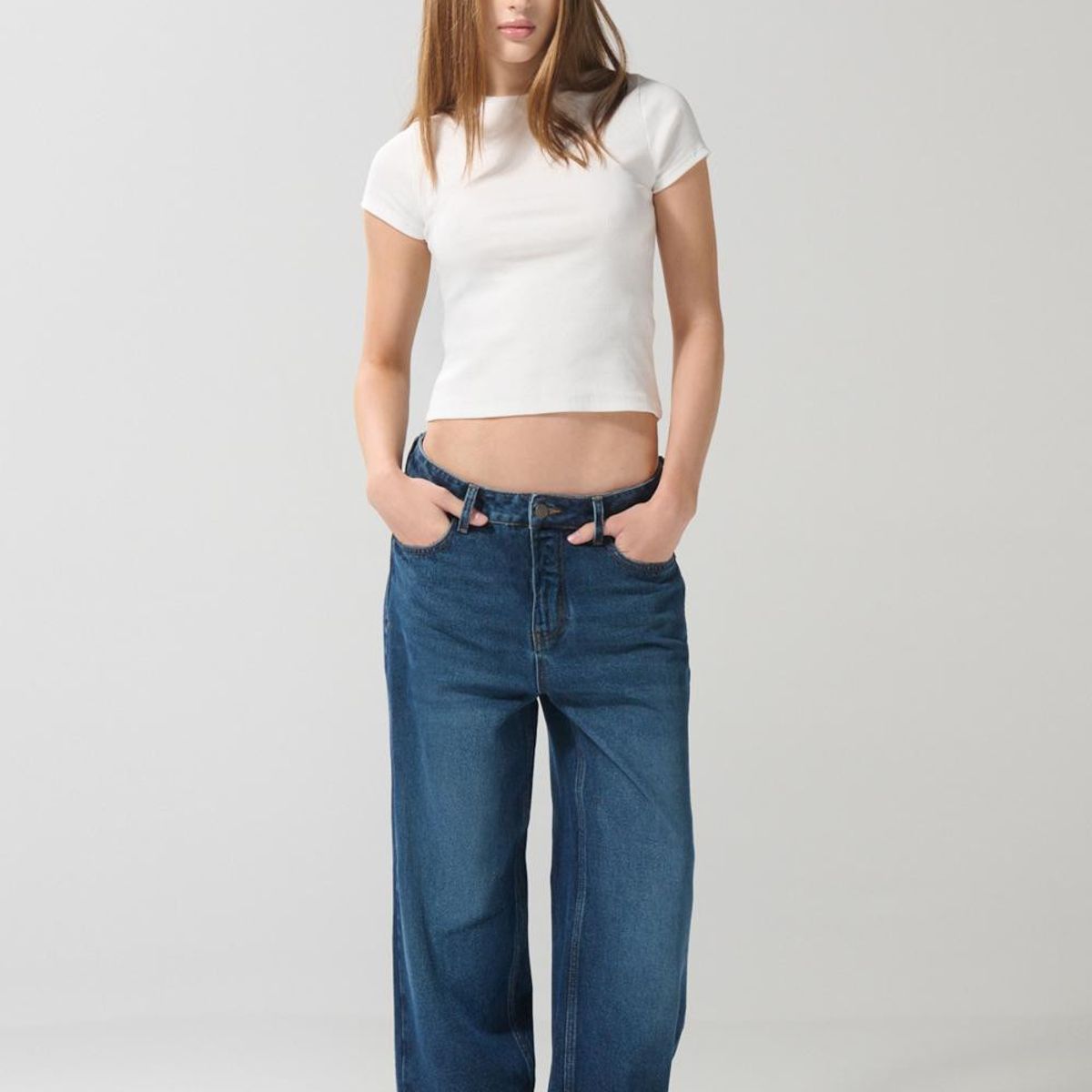 KOAJ - KOAJ Jean balloon azul oscuro con bota recta y tiro alto Mujer