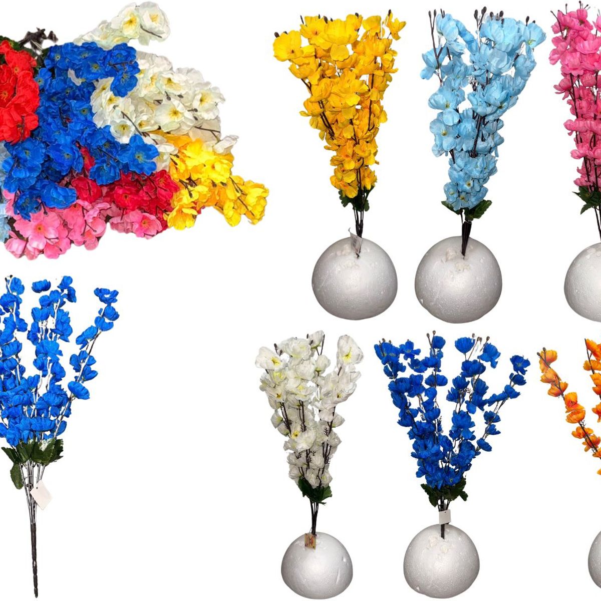 MAZUGI - Flores Cerezo Artificial Deco Ramas Hogar 55cm X1und 7 Color